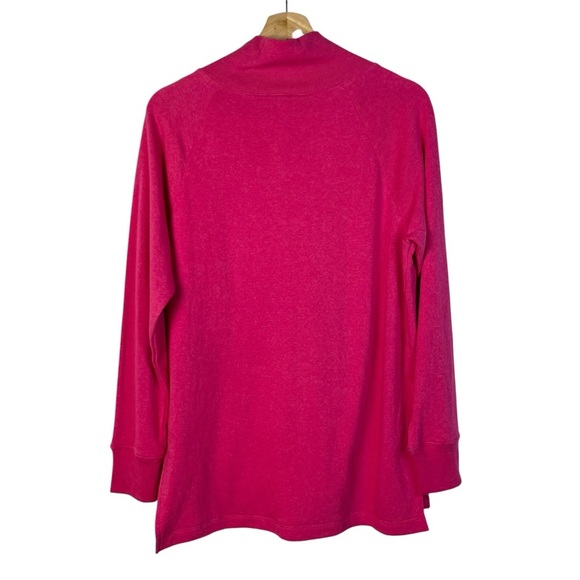 J. Crew Hot Pink Wide Button Collar Cloudspun Fleece Pullover Sweatshirt S - Picture 3 of 6